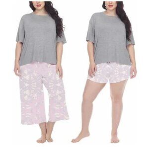 NEW Honeydew 3 piece Super Soft Jersey Pajamas Set PJs top Shorts Capri Pants